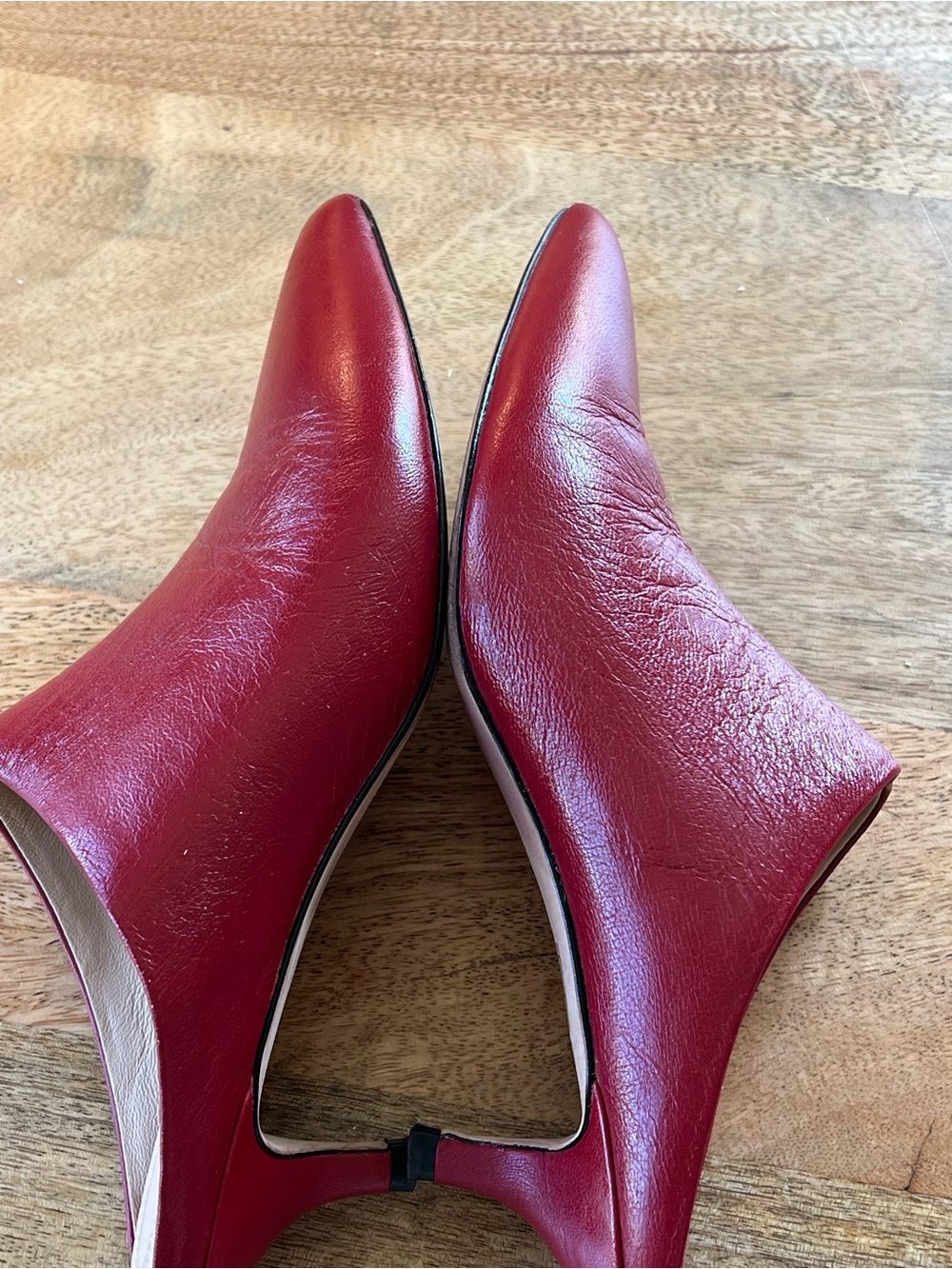 Pour La Victoire Korrine Red Leather Mule size 8 Kitten Heel Pointed Toe - Picture 8 of 10
